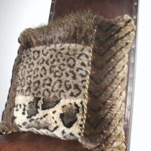 𝅺BORGATA Animal Print Faux Fur Throw Pillow, Soft and Firm